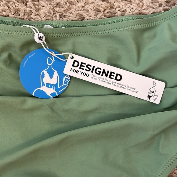 NWT Cupshe Sage Green Cheeky Regular Rise Bikini Bottoms - Size Medium - Picture 3 of 5